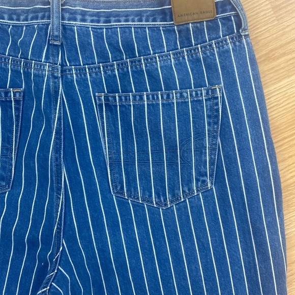 Striped High Rise Mom Jean Cropped 100% Cotton - Picture 13 of 15